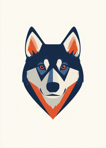 A Huskie Head in Geometric Art Style