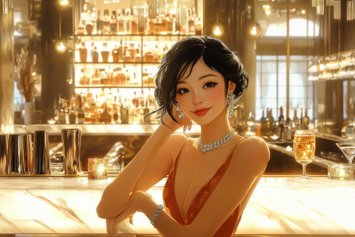 A Japanese Woman in a Fancy Bar