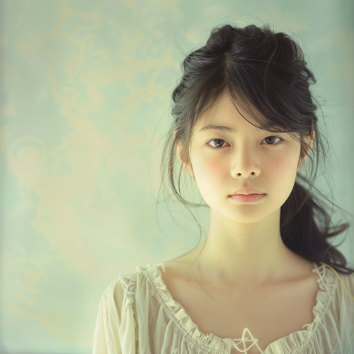A Japanese teenage girl in a serene studio