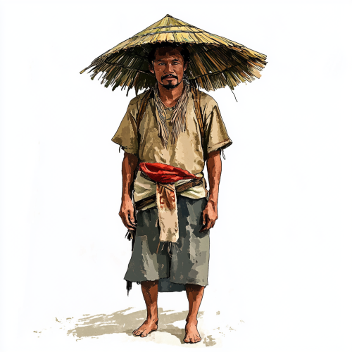 A Khasi Farmer in Shillong with Bamboo Hat.