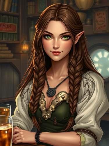 A Kind Bartender in a Fantasy Tavern