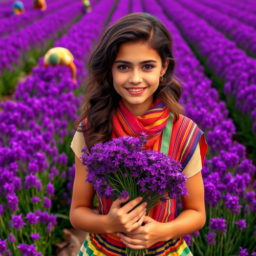 A Kind Girl in Traditional Iranian Dress