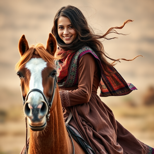 A Kind Iranian Girl Riding Fit Horse Joyfully A Kind Iranian Girl Riding Fit Horse Joyfully