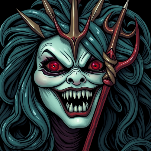 A Kind-faced Scary Mermaid Holding a Trident