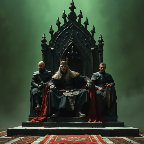A King on Targaryen Throne with Four Secretaries