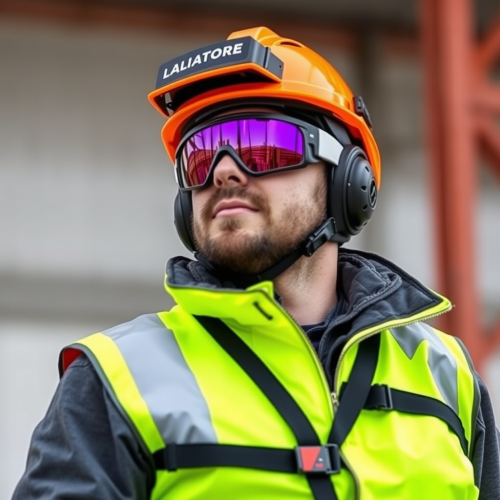 A Labrador Wearing Construction Gear