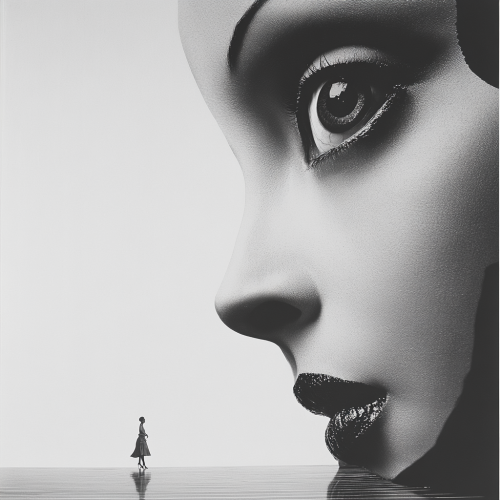 A Large Woman's Intense Gaze at Motion