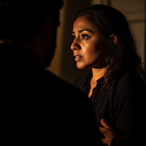 A Latina Woman Finds Comfort Amidst Shadow