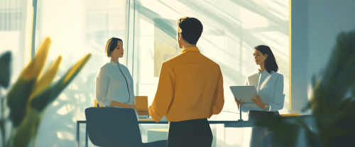 A Leader in Modern Office Environment Inspiring Team.