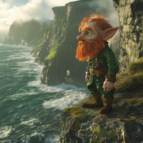 A Leprechaun Walking Along an Irish Cliff