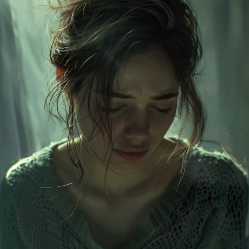 A Lonely Woman Reflecting Strength in Soft Warmth