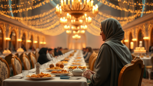A Lonely Woman at Grand Iftar Feast