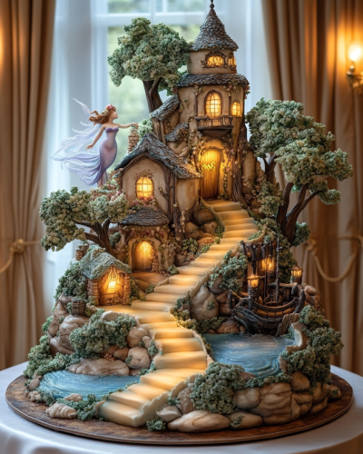A Magical Cake with Fairy, Mermaid, Unicorn