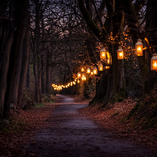 A Magical Candlelit Path at Twilight