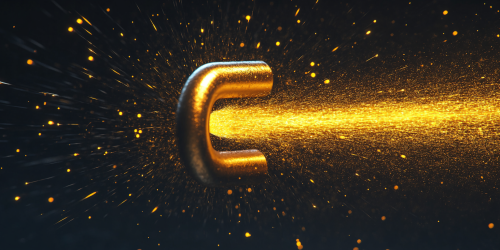 A Magnet attracting and repelling metal objects in yellow