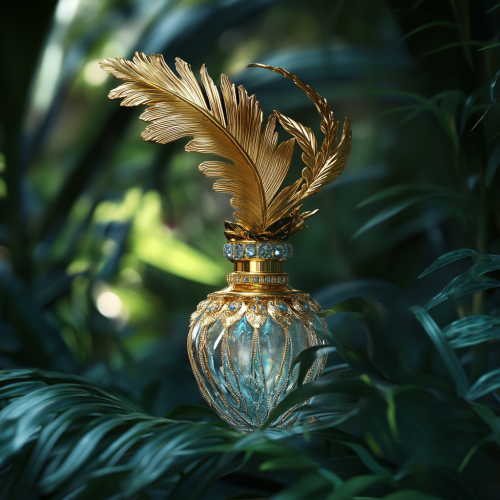 Royal Golden Perfume Bottle in Nature