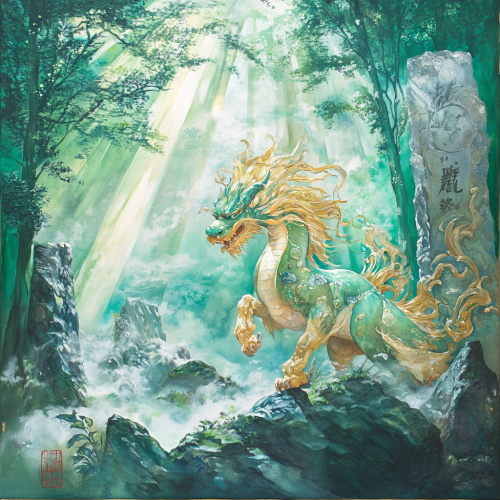 A Majestic Pi Xiu in Enchanted Forest