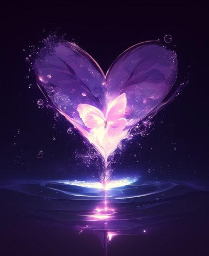 A Majestic Purple Butterfly Heart in the Clouds