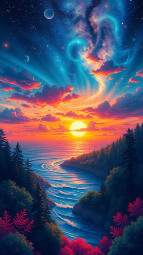 A Majestic Sunset Over Serene Ocean
