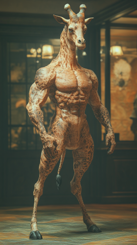 A Man Centaur with Giraffe Legs