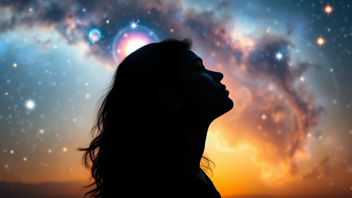 A Man Contemplating Universal Unity and Cosmic Love