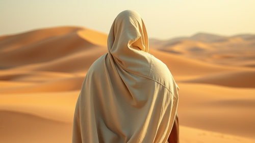 A Man in Desert with Water, Islamic Painting Style