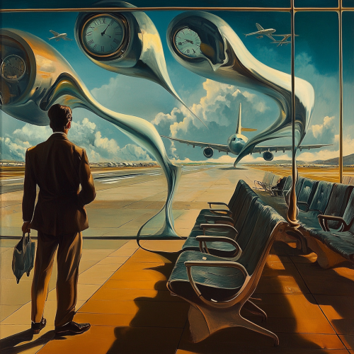 A Man in Surreal Departure Gate