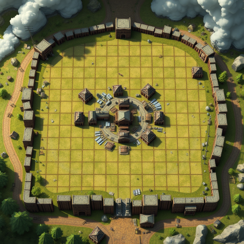 A Marketplace Battlemap with Circular Buildings