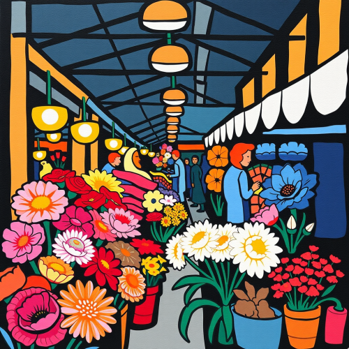 A Matisse Styled Carnation Flower Market Poster