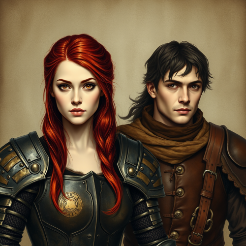 A Medieval Couple in Armor Portrait