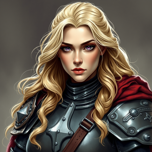 A Medieval Female Warrior in Full Plate Armor.