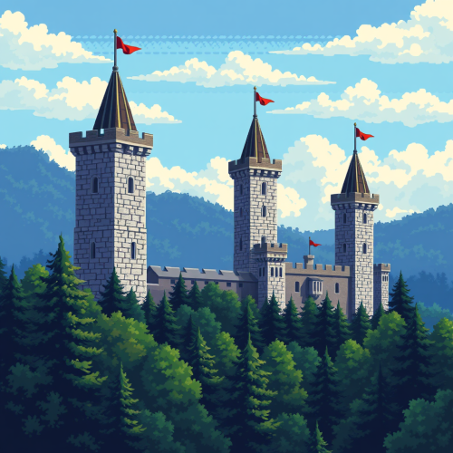 A Medieval Game Cover with Towering Background