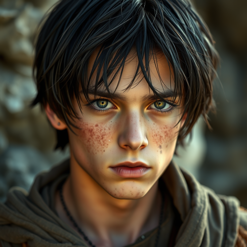 A Medieval Teen Boy with Black Hair