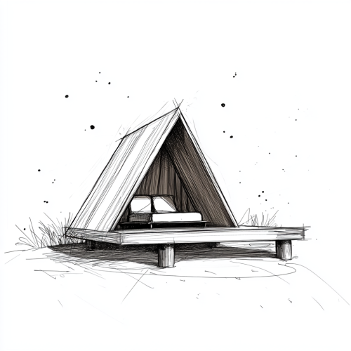 A Minimalist Sketch of a Modern Stargazing Shelter A Minimalist Sketch of a Modern Stargazing Shelter