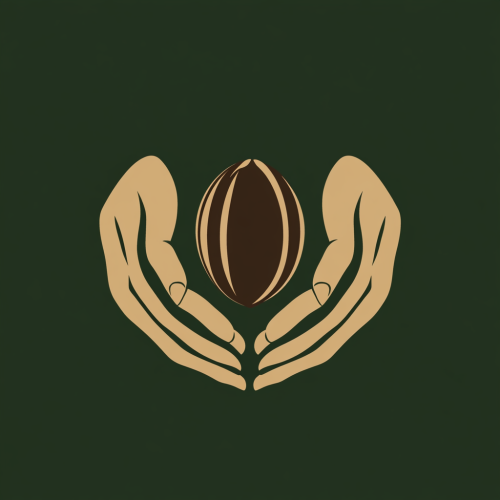 A Minimalistic Cocoa Bean Logo with Hands