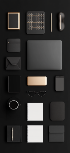 A Minimalistic Desk Setting in Dark Background