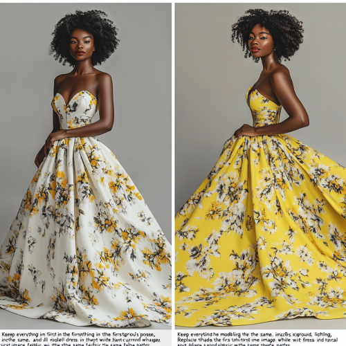 A Model in Yellow Floral Dress Pose