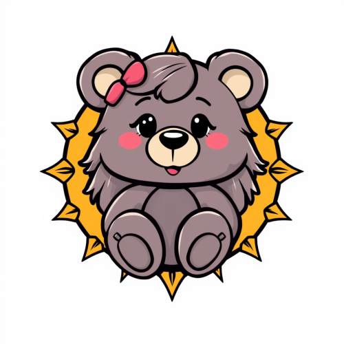 A Modern Cartoon Teddy Bear in Sun and Moon Logo