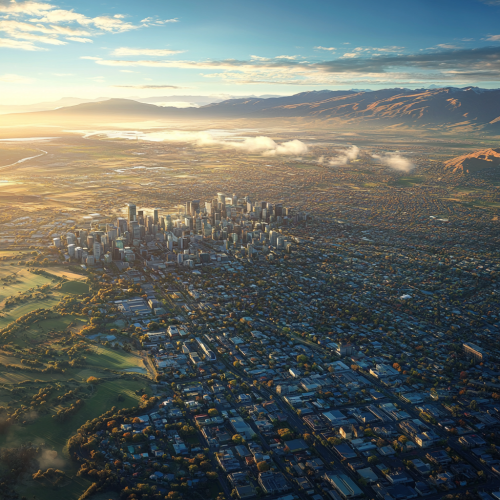 A Modern City with Skyscrapers in New Zealand