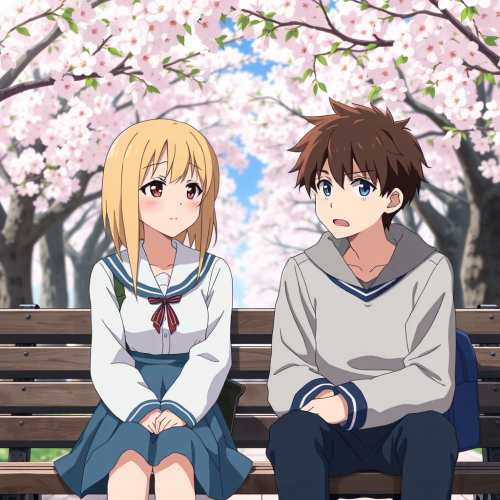 A Modest High School Girl and Boy in Japan