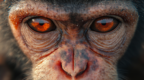 A Monkey with Enlarged Eyes and Mouth
