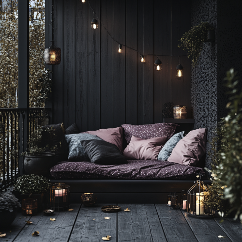 A Moody Boho Deck with Romantic Gray and Pink