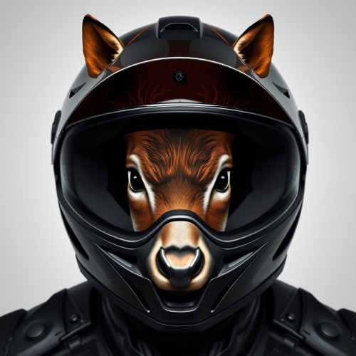 A Motorcycle Helmet with a Deer-Shaped Face