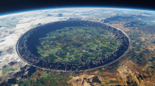 A Mysterious Planet with Ringed Medieval Cities