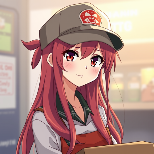 A Nervous Red-Haired Anime Pizza Delivery Girl