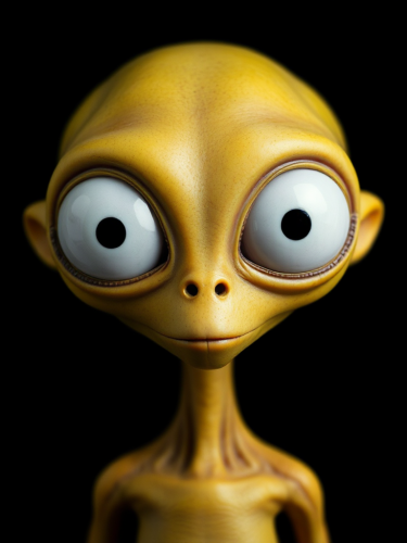 A Neutral-Faced Alien with Big Eyes