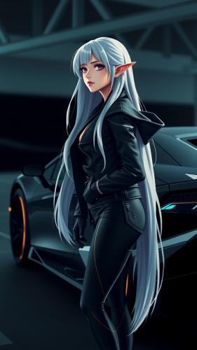 A Night Elf Girl in Leather Jacket