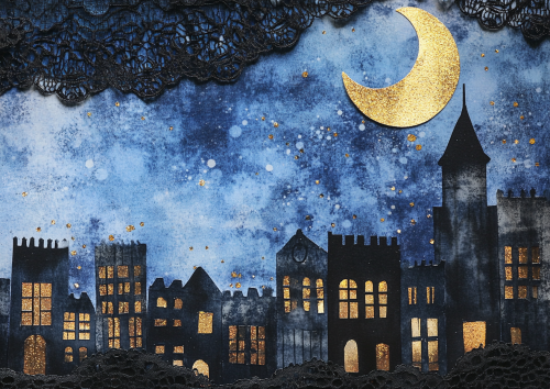 A Night of Stars and Moon in Paper Cutouts