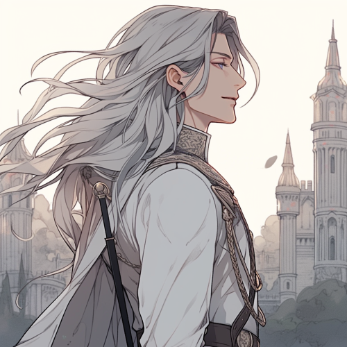 A Noble Man with Sword in Korean Castle.