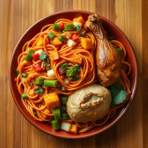 A One-Plate Chicken and Vegetable Noodle Dish